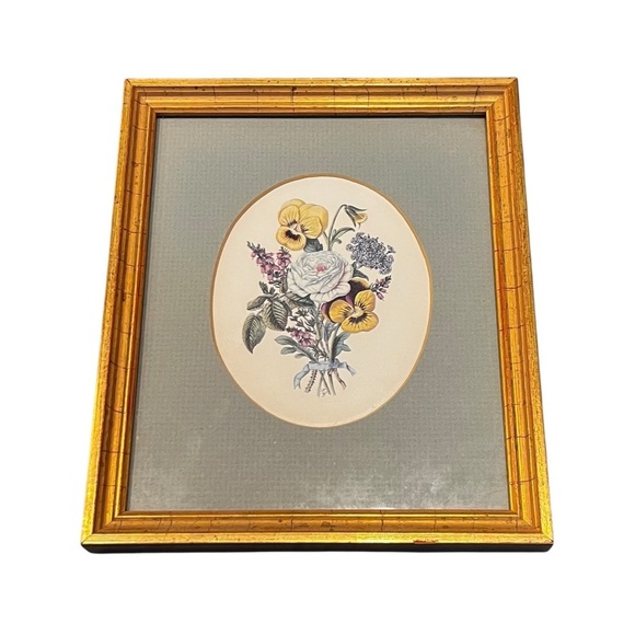 Vintage Antique Pansy Print Framed Cape Cod Dennis Mass - Picture 8 of 8